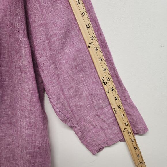Chicos 4 Linen Tunic Top Size XXL Purple Long Sleeve Collared 1/2 Button Front - Picture 10 of 13